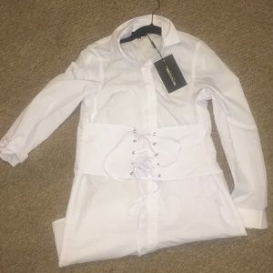 White Corset Laceup Dress